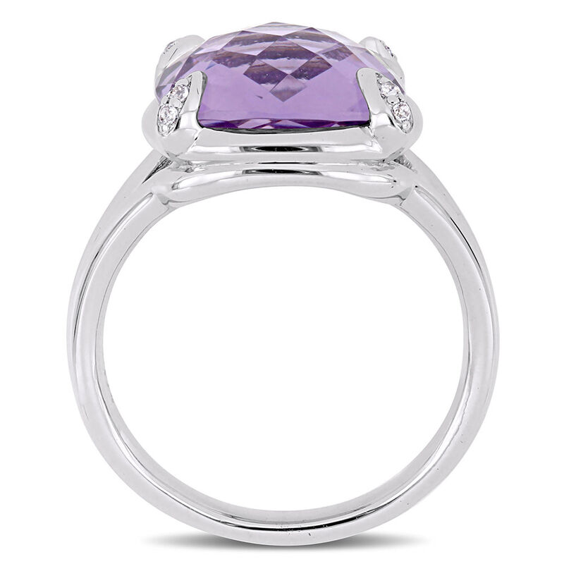 Cushion-Cut Amethyst &amp; White Topaz Ring in Sterling Silver