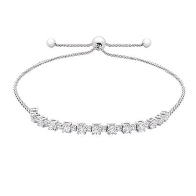 Lab Created White Sapphire Bolo Bracelet in Sterling Silver