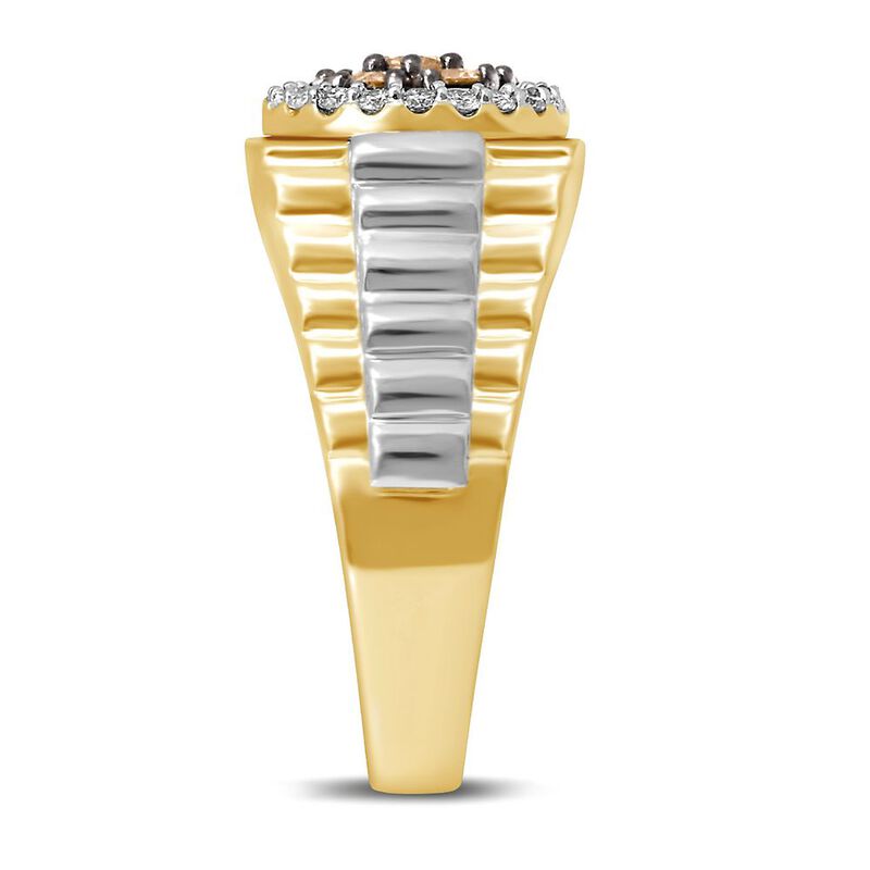 Men&#39;s 3/4 ct. tw. Champagne &amp; White Diamond Ring in 10K Yellow &amp; White Gold
