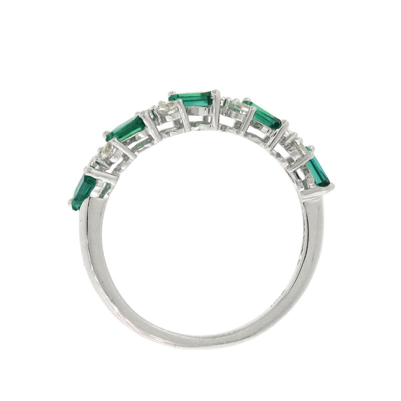 Lab Created Emerald &amp; White Sapphire Stack Ring in Sterling Silver