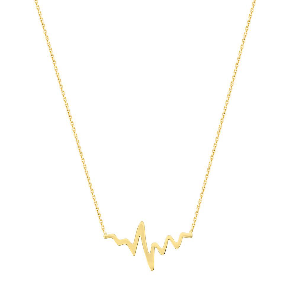 14 Karat White Gold Diamond Heartbeat Necklace