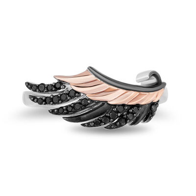 Maleficent Black Diamond Ring in Black Rhodium-Plated Sterling Silver (1/7 ct. tw.)