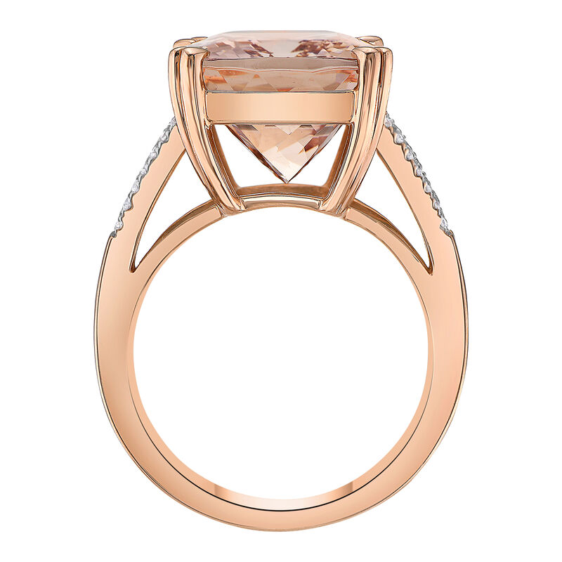 Cushion-Cut Morganite &amp; Diamond Ring in 14K Rose Gold &#40;1/8 ct. tw.&#41;