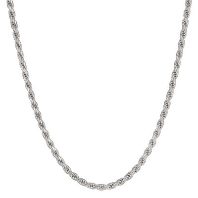 Solid Rope Chain Necklace in Sterling Silver, 22”