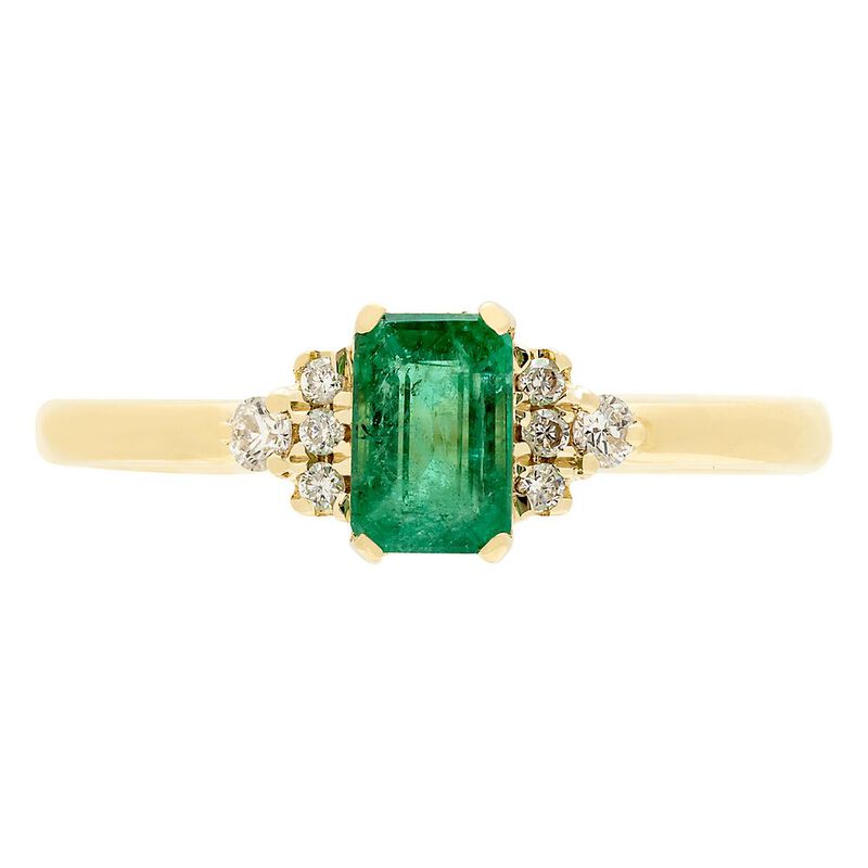 Emerald &amp; Diamond Ring in 10K Yellow Gold