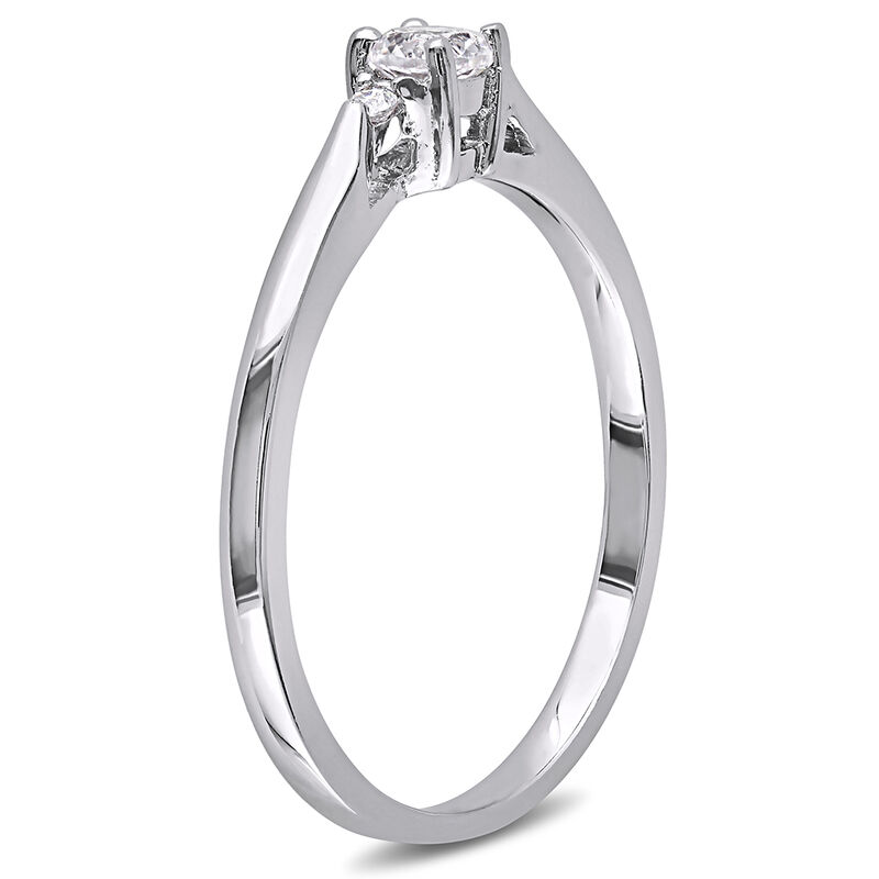 Lab Created White Sapphire &amp; Diamond Ring in Sterling Silver