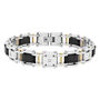 Men&rsquo;s Link Bracelet with Diamond Accents in Two-Tone Stainless Steel and Forged Carbon, 12MM, 8.5&rdquo;