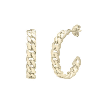 Curb Chain Open Hoop Earrings in Vermeil, 16MM