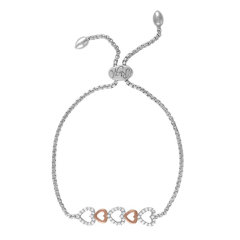 Rhythm &amp; Muse&amp;&#35;8482; Lab Created White Sapphire Heart Bolo Bracelet in 14K Rose Gold over Sterling Silver
