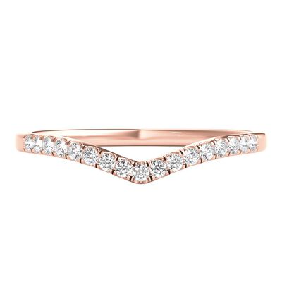 Chevron Wedding Band with Pavé Diamonds in 10K Rose Gold (1/10 ct. tw.)