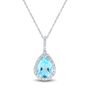 Blue Topaz &amp; Lab Created White Sapphire Drop Pendant in Sterling Silver
