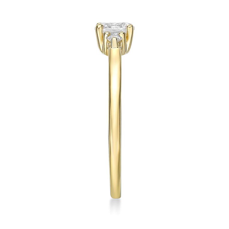 White Sapphire &amp; Diamond Ring in 10K Yellow Gold