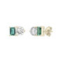 Lab-Created Emerald and Lab-Created White Sapphire Two-Stone Earrings in Vermeil