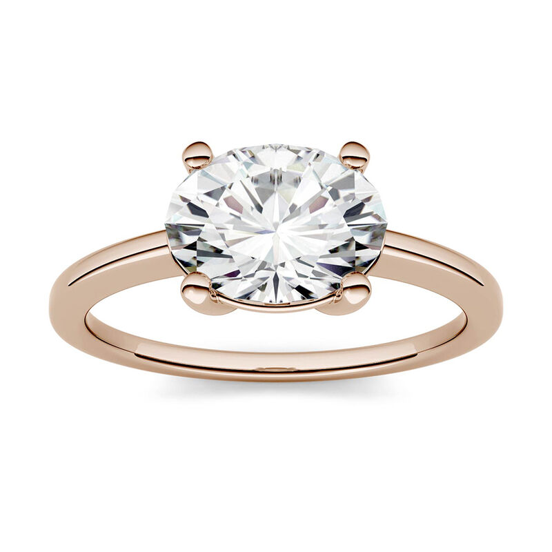 Oval Moissanite Solitaire Ring in 14K Rose Gold &#40;2 1/10 ct.&#41;