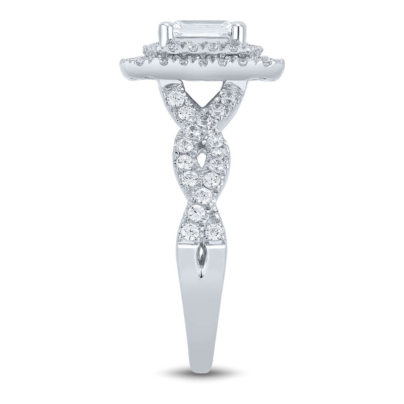 Emerald Cut Lab Grown Diamond Engagement Ring with Halo in 14K White Gold &#40;1 &frac14; ct. tw.&#41;