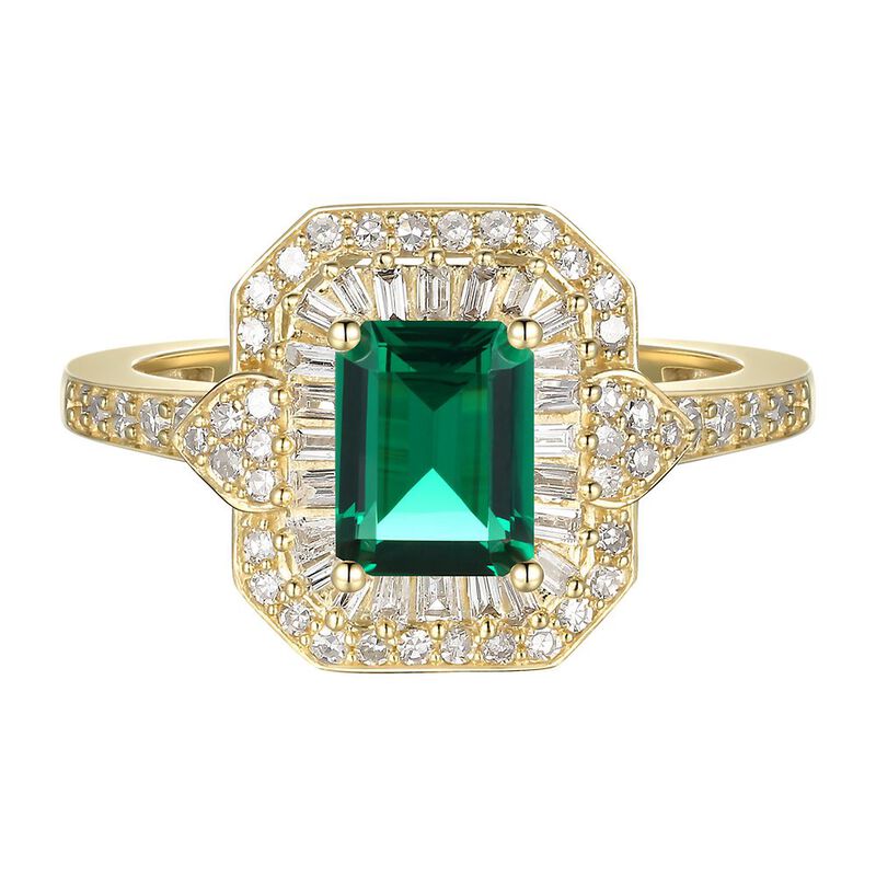 Emerald &amp; 3/8 ct. tw. Diamond Ring in 10K Yellow Gold