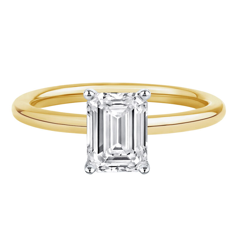 Lab Grown Diamond Emerald-Cut Solitaire Ring in 14K Gold
