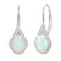 Oval Opal &amp; Lab Created White Sapphire Earring, Pendant &amp; Ring Set in Sterling Silver