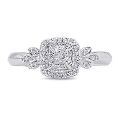 Princess-Cut Diamond Halo Promise Ring in Sterling Silver (1/6 ct. tw.)