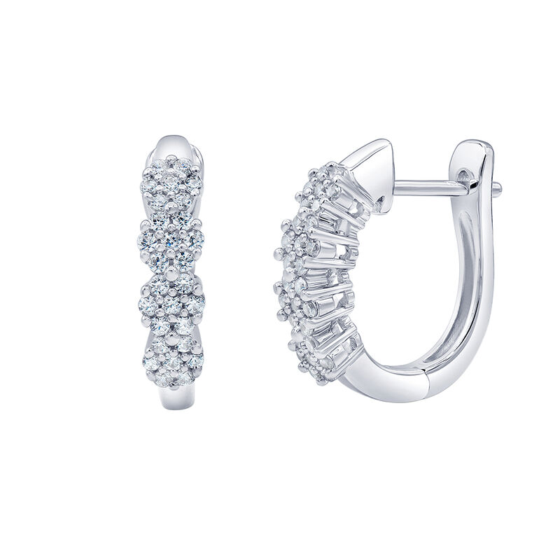 1/3 ct. tw. Diamond Hoop Earrings in 10K White Gold