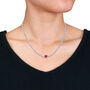 Lab Created White Sapphire and Lab Created Ruby Heart Necklace in Sterling Silver