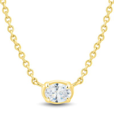 Lab Grown Diamond Oval Necklace in Vermeil (1/7 ct. tw.)