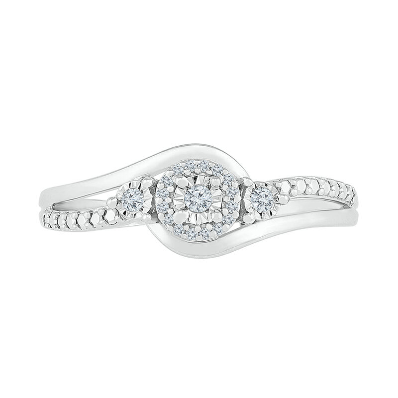 Diamond Halo Promise Ring in Sterling Silver