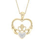 Claddagh Pendant with Diamond Accents in 10K Yellow Gold