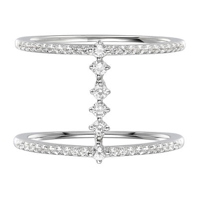 Diamond Double Band Stack Ring in 10K White Gold (1/3 ct. tw.)