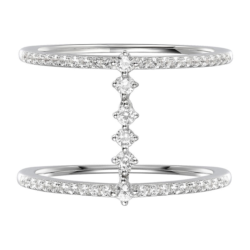 Diamond Double Band Stack Ring in 10K White Gold &#40;1/3 ct. tw.&#41;