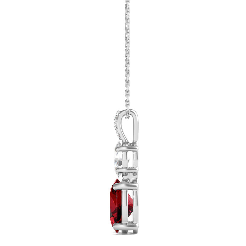 Lab Created Ruby Pendant with Lab Created White Sapphires in Sterling Silver