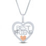 Best Friend Heart Pendant with Diamond Accents in Sterling Silver and 14K Rose Gold