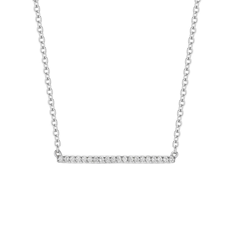Diamond Bar Necklace in 10K White Gold &#40;1/10 ct. tw.&#41;