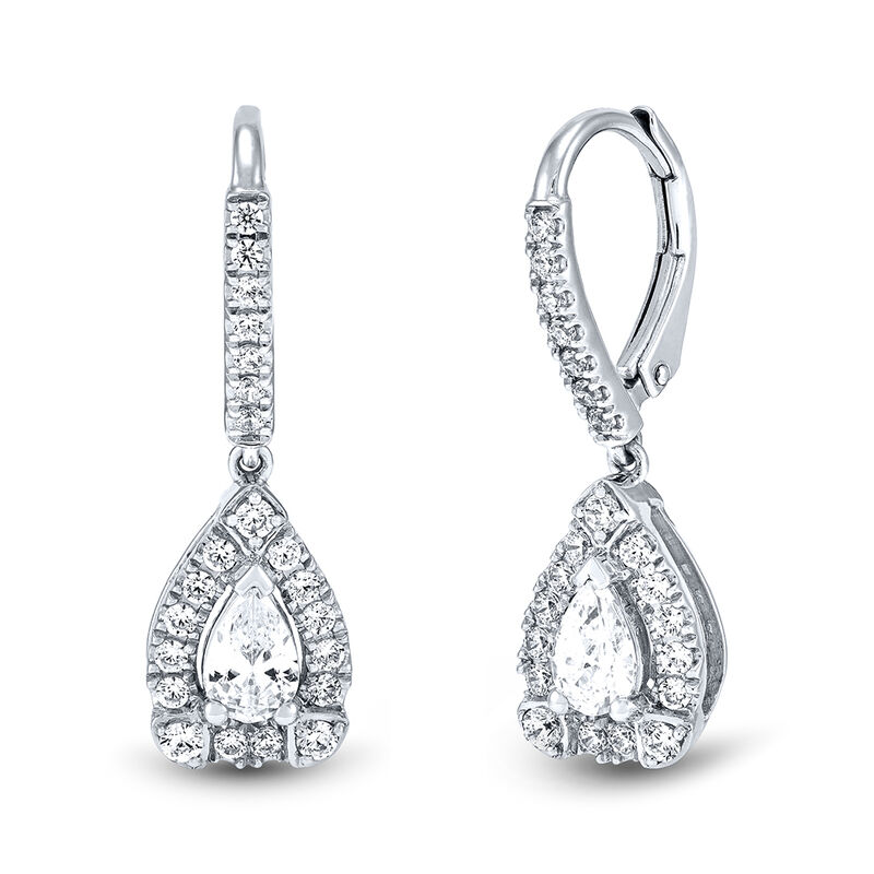 Lab Grown Diamond Earrings with Pear-Shape in 14K White Gold &#40;1 1/4 ct. tw.&#41;