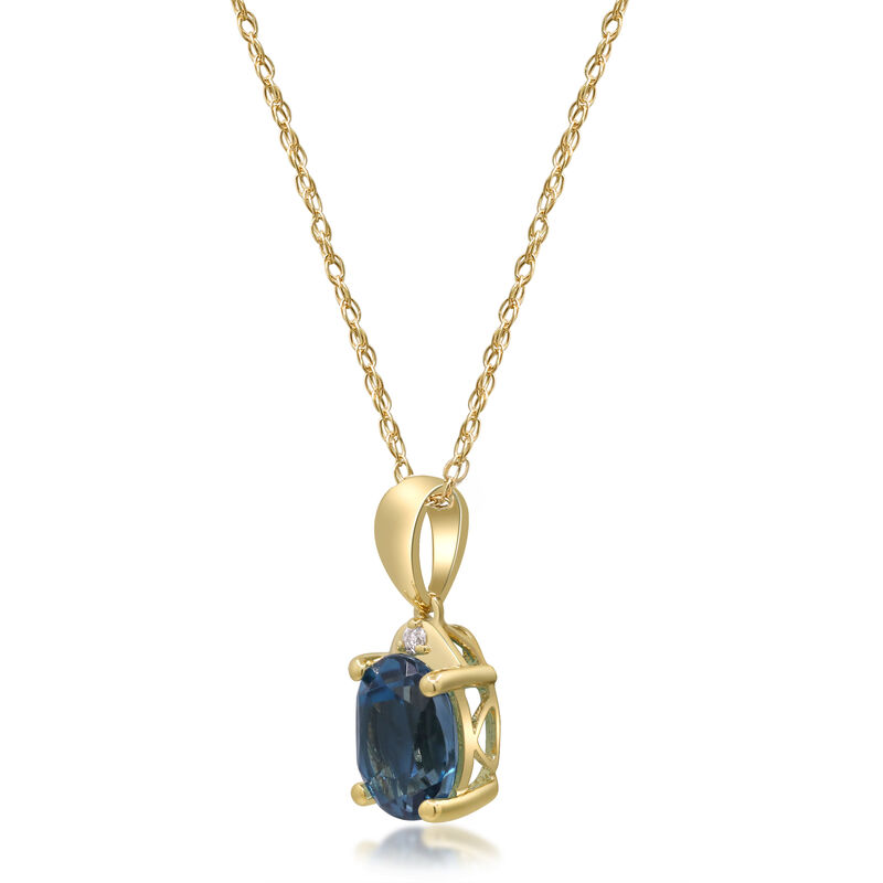 London Blue Topaz and Diamond Accent Necklace in 10K Yellow Gold