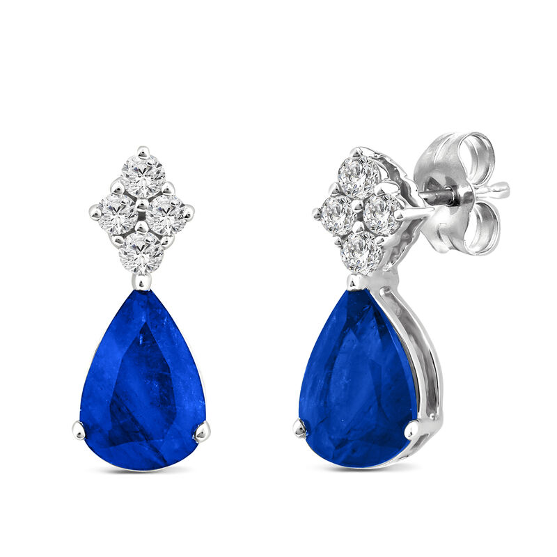 Blue Sapphire and Diamond Accent Earrings in 10K White Gold