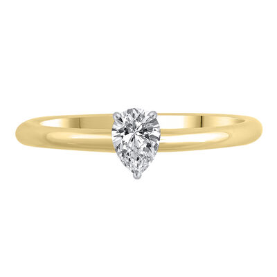 Lab Grown Diamond Pear-Shaped Solitaire Engagement Ring in 14K Yellow Gold (3/4 ct.)
