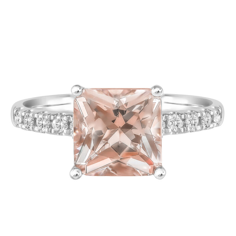 Radiant-Cut Gemstone and Diamond Ring in 14K White Gold &#40;1/3 ct. tw.&#41;