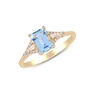 Aquamarine and Diamond Accent Ring in 10K Yellow Gold