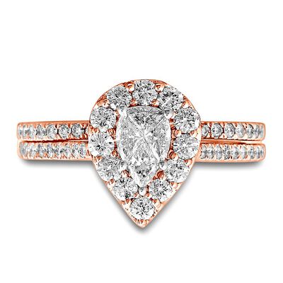 1 ct. tw. Multi-Diamond Engagement Ring Set in 14K Rose Gold
