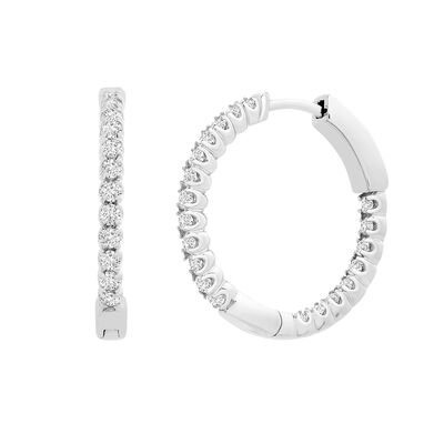Diamond Inside-Out Hoop Earrings in 14K White Gold (1/2 ct. tw.) 