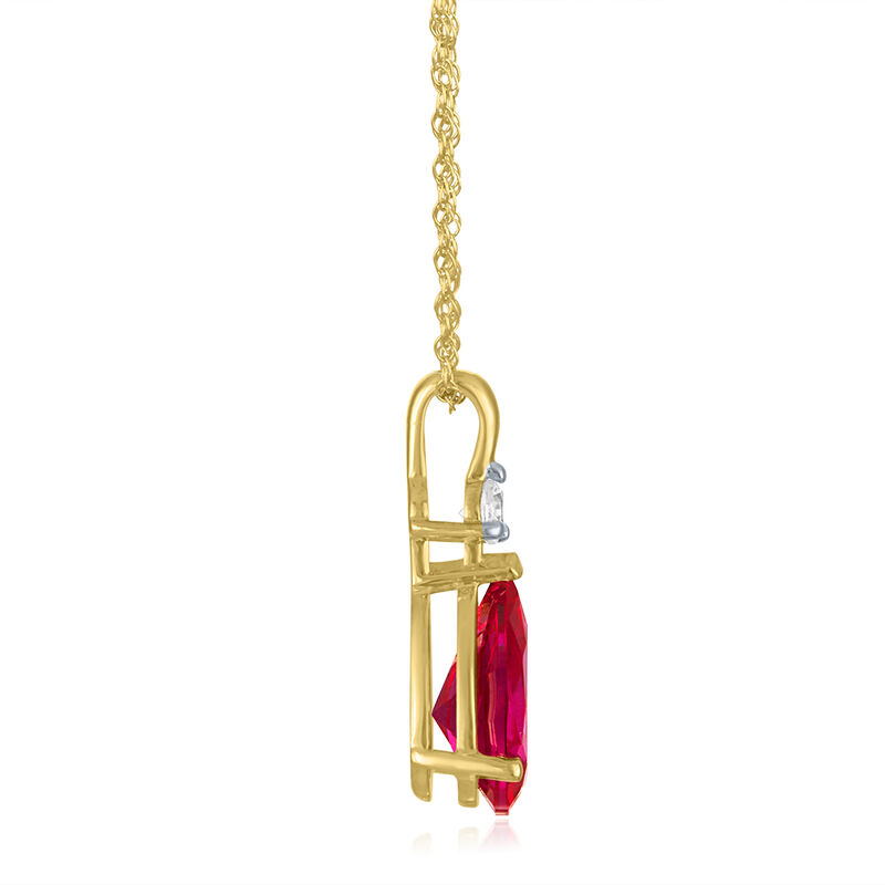 Lab-Created Ruby and Lab-Created White Sapphire Pendant in 10K Yellow Gold