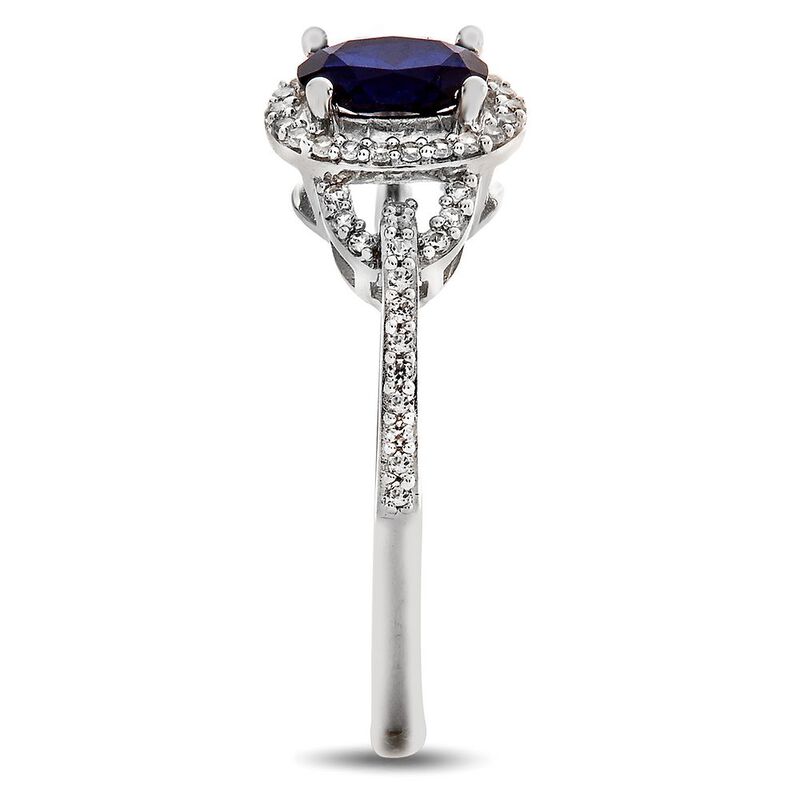 Sapphire & 1/7 ct. tw. Diamond Ring in 10K White Gold | Helzberg Diamonds