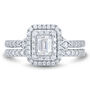 Lab Grown Diamond Emerald-Cut Halo Engagement Ring Set in 10K White Gold &#40;1 ct. tw.&#41;