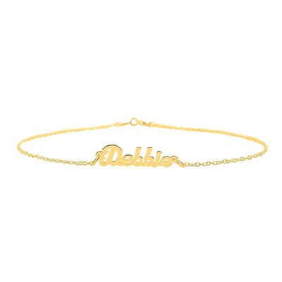 Custom Name Anklet in Sterling Silver with 14K Yellow Gold Plating
