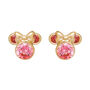 Pink Cubic Zirconia Minnie Mouse Earrings in 14K Yellow Gold
