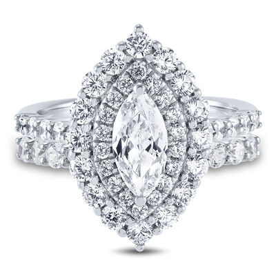 Lab Grown Diamond Marquise-Cut Halo Bridal Set in 14K White Gold (2 1/2 ct. tw.)