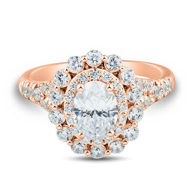 lab grown diamond oval engagement ring in 14k rose gold (2 ct. tw.)