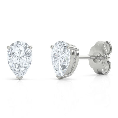 Lab Grown Diamond Stud Earrings Pear Shaped in 14K White Gold (1 ct. tw.)