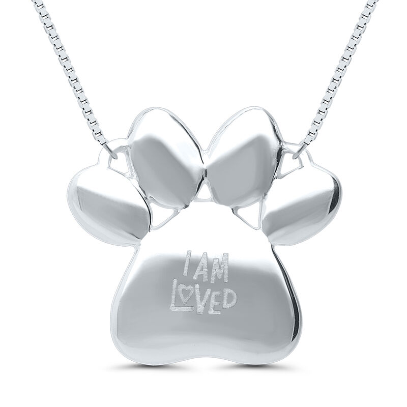 Paw Print Pendant with Diamond Accents in Sterling Silver